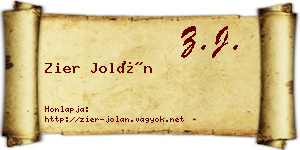 Zier Jolán névjegykártya