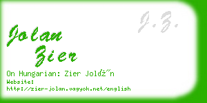 jolan zier business card